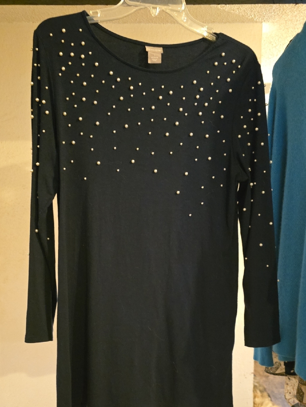 Chico's Navy Top with Pearl Accents